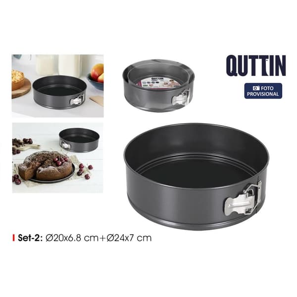 Springformpanne Quttin Svart 20 x 6,8+24 x 7 cm 2 Deler (6 enheter)