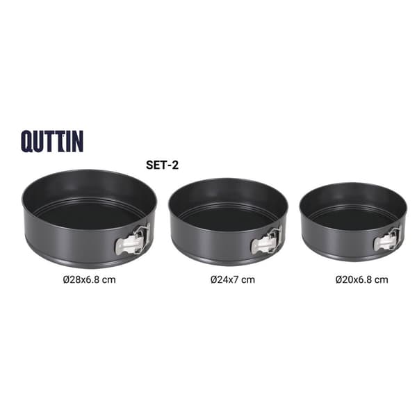 Springformpanne Quttin Svart 24 x 7+28 x 6,8 cm 3 Deler (6 enheter)