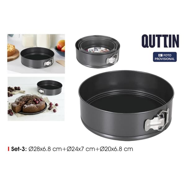 Springformpanne Quttin Svart 24 x 7+28 x 6,8 cm 3 Deler (6 enheter)