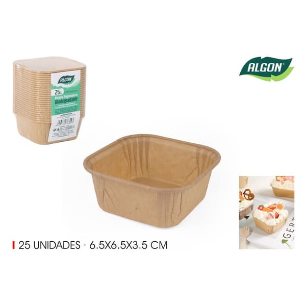 Sett med kakeformer Algon Papir 6,5 x 6,5 x 3,5 cm 25 Deler (36 Enheter)
