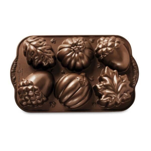 Kakform - Nordic Ware - Höst - Aluminium Die-Cast - Mörkbrons - 6 mini-kakor