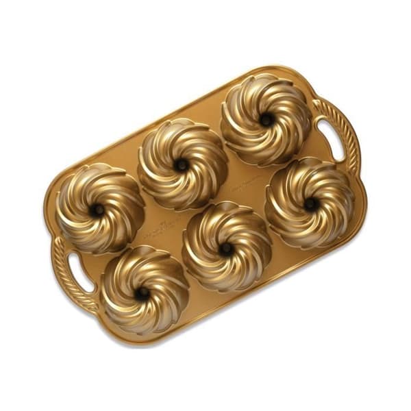 Mignardise mögel - Nordic Ware - Swirl - Aluminium - 6 portioner - Guldfinish