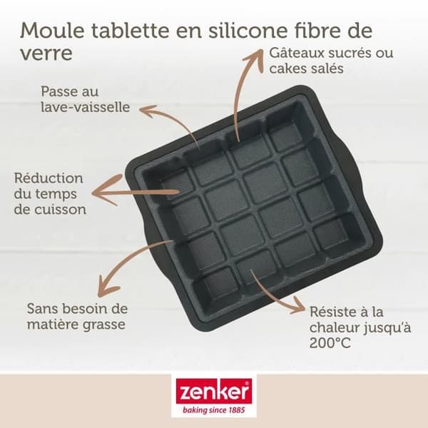 Tårtform i form av en chokladkaka Zenker Silikonglasfiber 42844