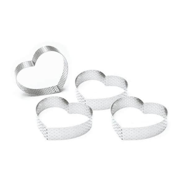 Tartcirklar - SCRAPCOOKING - Hjärta - 7,5 x 8,5 cm - Inox - 4 st