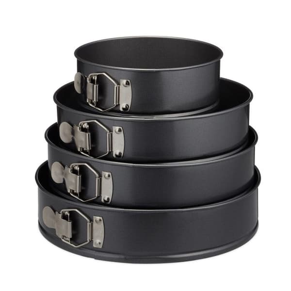 Moule à manqué à charnière - RELAXDAYS - Set de 4 - Inox - Antiadhésif - 18-24-26-28 cm