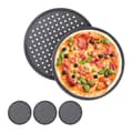 Miniatyrbild 1 av 6: Relaxdays Pizzaplatta, set om 5, rund, perforerad, non-stick, flammkaka, i stål, form, ∅ 32 cm, antracit