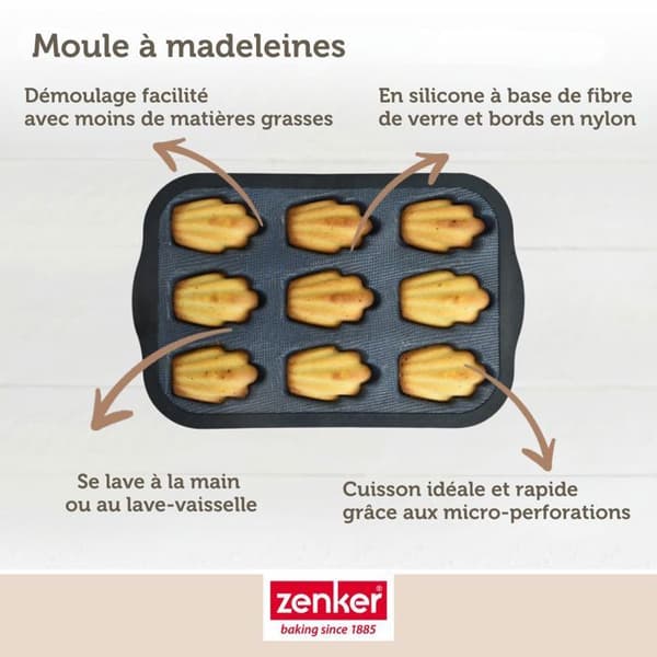 Moule 9 madeleines 28 x 18 cm Zenker silikonfiber