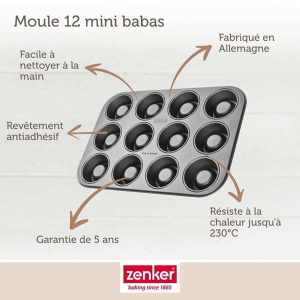 Savarinform - Zenker - 7423 - Rostfritt stål - Non-stick Teflon - 12 mini savariner