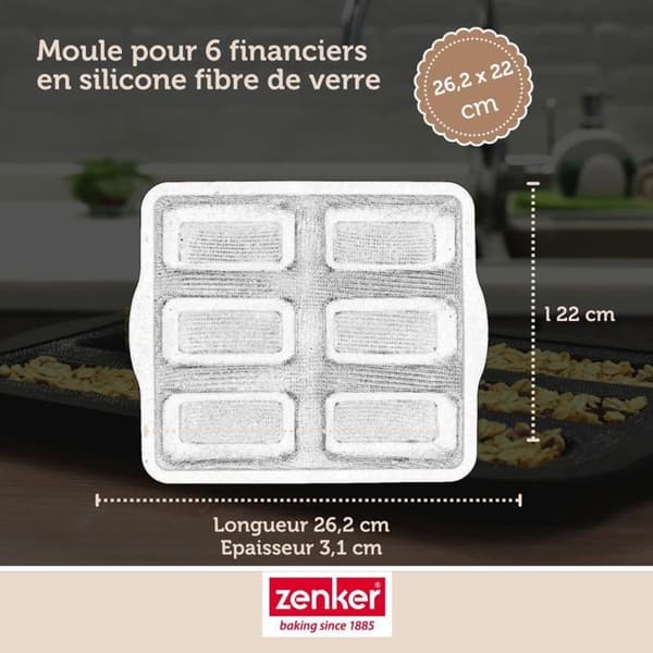 Moule à financiers - Zenker - 685535 - Silicone fibre de verre - 24 cm - Noir