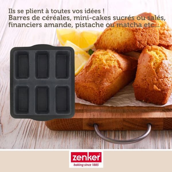 Moule à financiers - Zenker - 685535 - Silicone fibre de verre - 24 cm - Noir