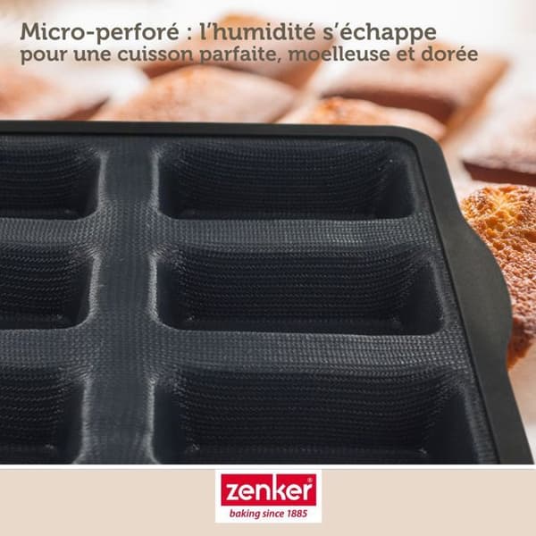 Moule à financiers - Zenker - 685535 - Silicone fibre de verre - 24 cm - Noir