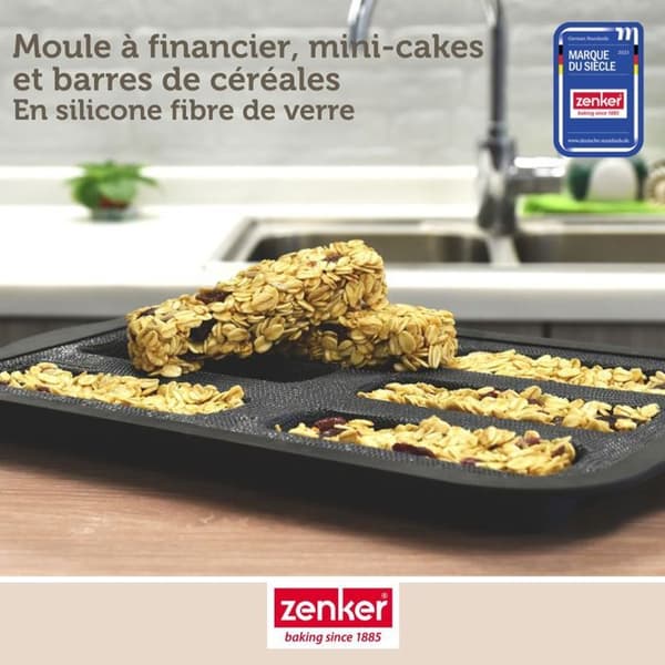 Moule à financiers - Zenker - 685535 - Silicone fibre de verre - 24 cm - Noir