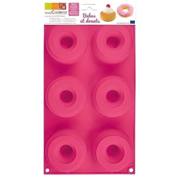 Bakverksform - 100% platinasilikon - 6 babas och munkar - Rosa - Beständig från -60° till +230°