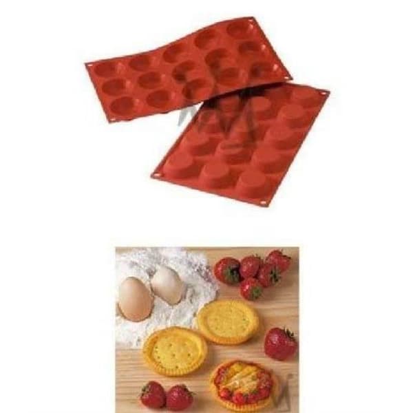 Moule à tartelette - SILIKOMART - SF014 - Silikon terracotta - 15 hål - Ø 50 mm H 15 mm