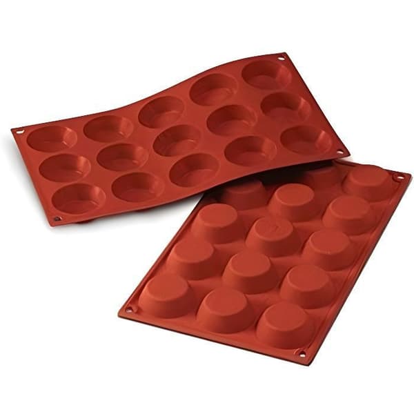 Moule à tartelette - SILIKOMART - SF014 - Silikon terracotta - 15 hål - Ø 50 mm H 15 mm