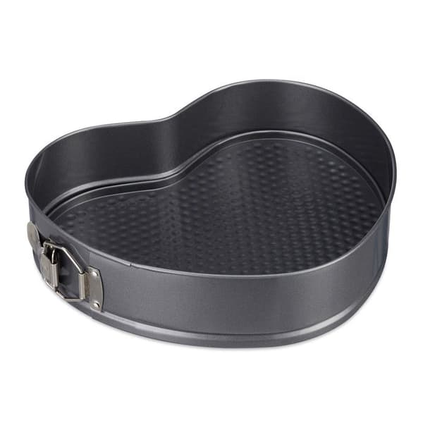 Relaxdays Justerbar kakelåsform Hjärta, non-stick, avtagbar bakform, 28,5 x 25 cm, stål, grå