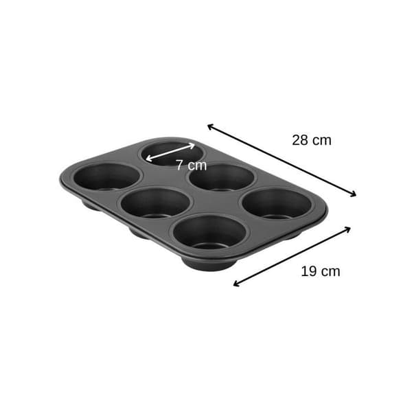 Muffinsform - Zenker - Svart metallisk - 6 fack - Rostfritt stål - Non-stick
