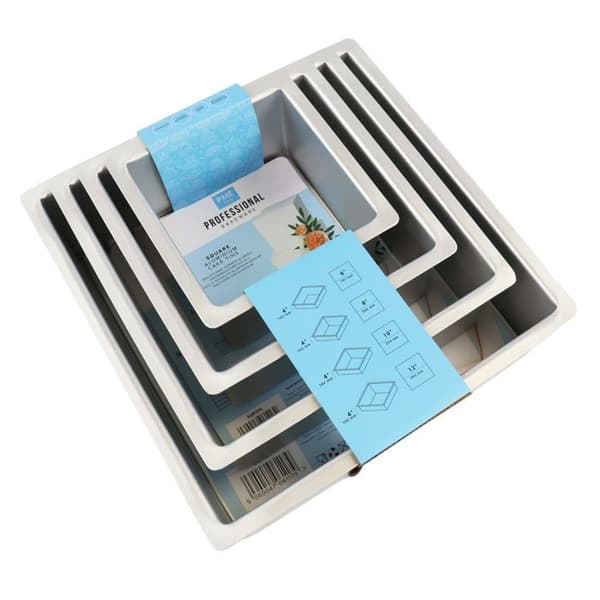 PME - SQRB6810124 - Fyrkantiga kakformar 15, 20, 25, 30 cm x 10 cm djupa, set med 4