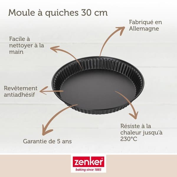 Quicheform - Zenker - 30 cm - Rostfritt stål - Non-stick - Svart