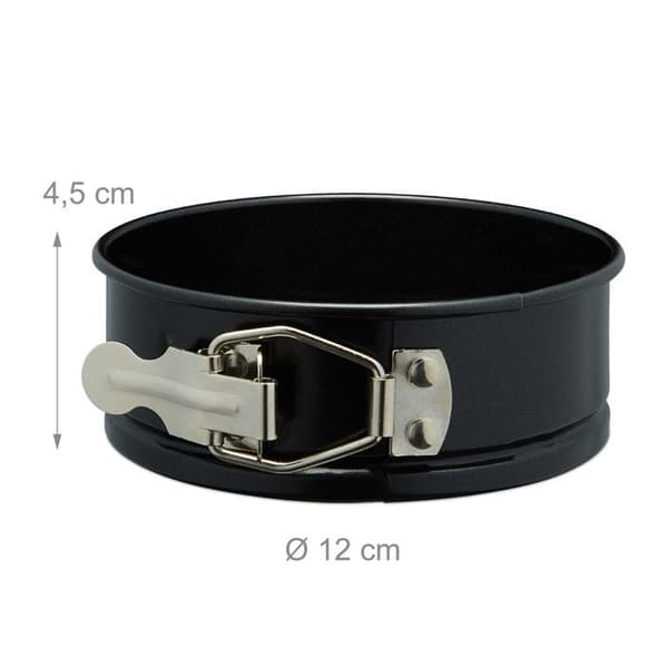 Relaxdays Fällbart bakform, liten, set om 5, Ø 12 cm, rund, non-stick, tål värme upp till 250 °C, svart