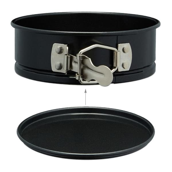Relaxdays Fällbart bakform, liten, set om 5, Ø 12 cm, rund, non-stick, tål värme upp till 250 °C, svart