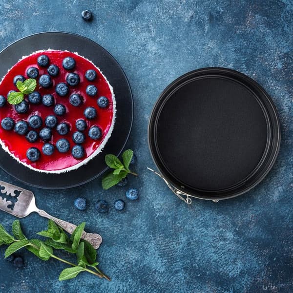 Relaxdays Fällbart bakform, liten, set om 5, Ø 12 cm, rund, non-stick, tål värme upp till 250 °C, svart