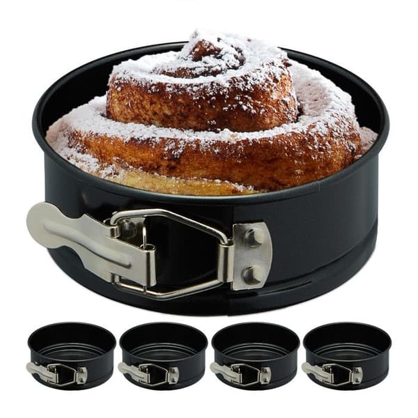 Relaxdays Fällbart bakform, liten, set om 5, Ø 12 cm, rund, non-stick, tål värme upp till 250 °C, svart