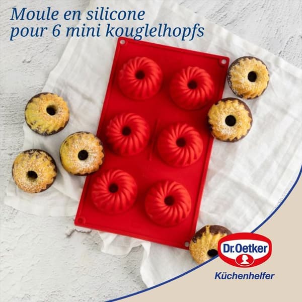 Silikonform - Dr Oetker - 6 mini Kougelhopfs - Nonstick - Värmeresistent - Röd