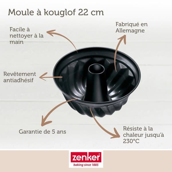 Kouglofform - ZENKER - 6526 - Ø22 cm - Rostfritt stål - Svart metallisk