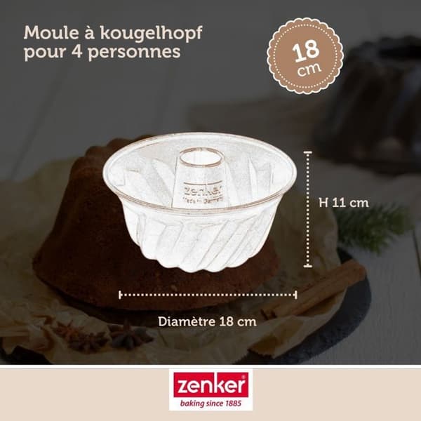 Moule à kouglof - ZENKER - Mini 18 cm - Rostfritt stål - Non-stick - För 4 personer