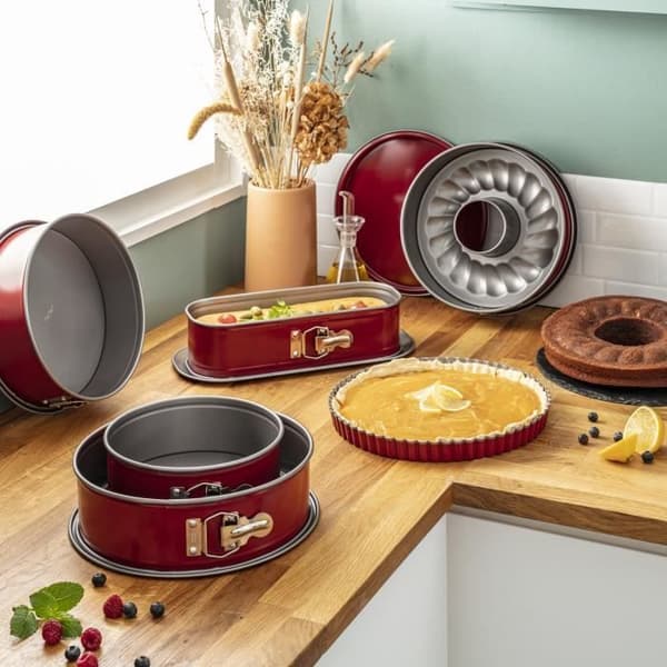TEFAL Delibake Springform saravinform 25 cm, Kolstål, Lätt att släppa, Röd J1642614