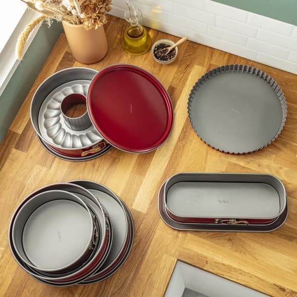TEFAL Delibake Springform saravinform 25 cm, Kolstål, Lätt att släppa, Röd J1642614