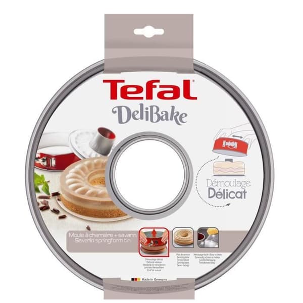 TEFAL Delibake Springform saravinform 25 cm, Kolstål, Lätt att släppa, Röd J1642614