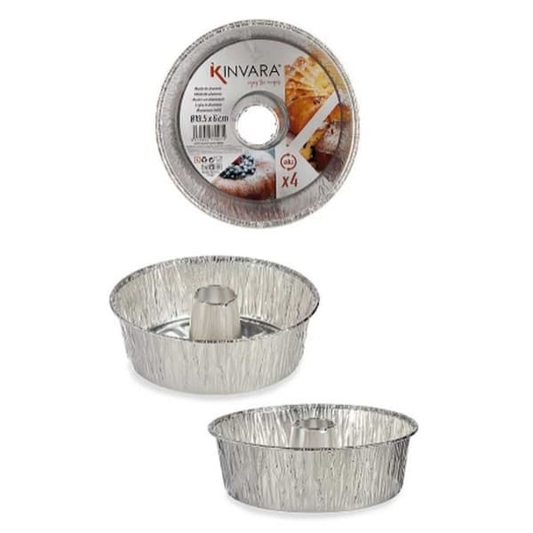 Set med Formar för Bakverk Kinvara 30286C Silvrig Aluminium 19,5 x 19,5 x 6 cm 4 Delar (12 antal)