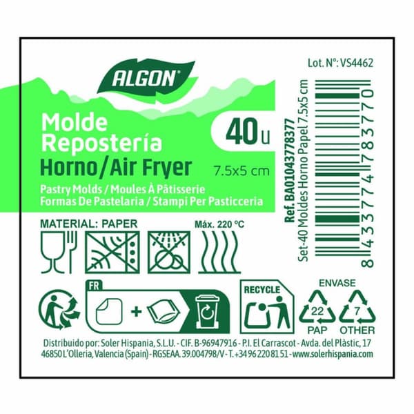 Ugnsform Algon 4,5 x 5 cm (40 Delar) (24 antal)