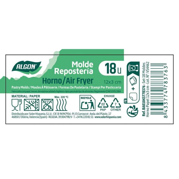 Ugnsform Algon 12 x 3 cm (18 Delar) (24 antal)