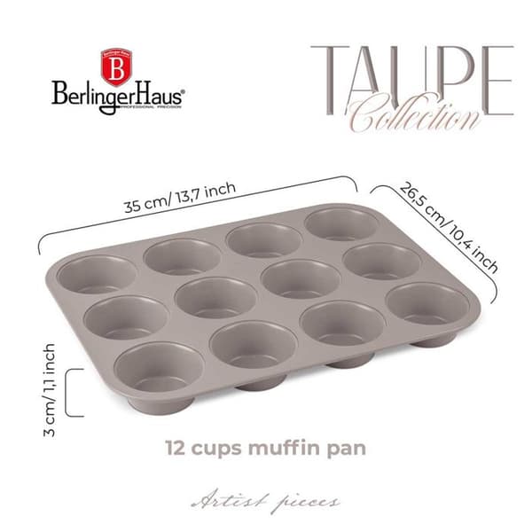 FORMA TYTANOWA FÖR 12 MUFFINS BERLINGER HAUS BH-7947 TAUPE
