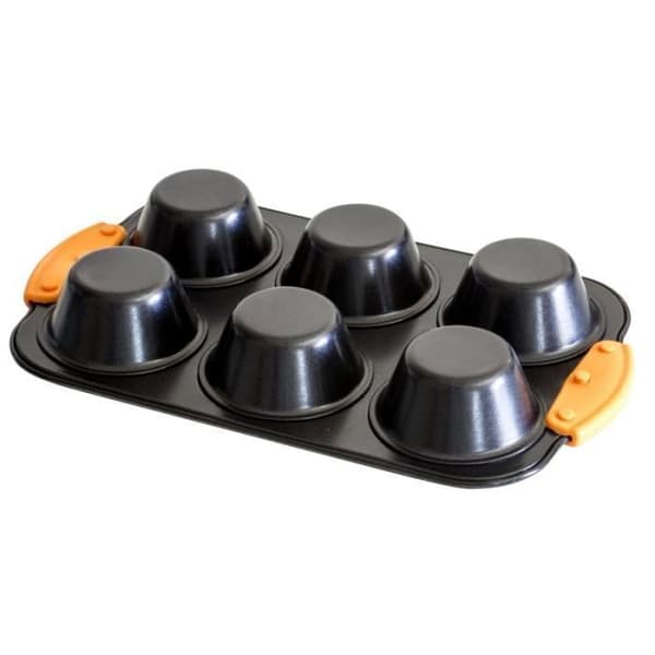 Bakform - Granit - 6 delar - Svart - Silikongrepp - 28,5x17,7x3cm
