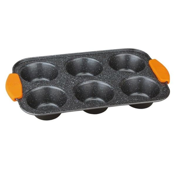 Bakform - Granit - 6 delar - Svart - Silikongrepp - 28,5x17,7x3cm
