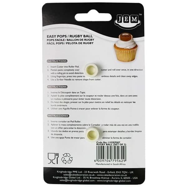 Dekorationsform - JEM - Set om 2 - Rugbybollar - ABS-plast - 6 x 2 x 3,5 cm