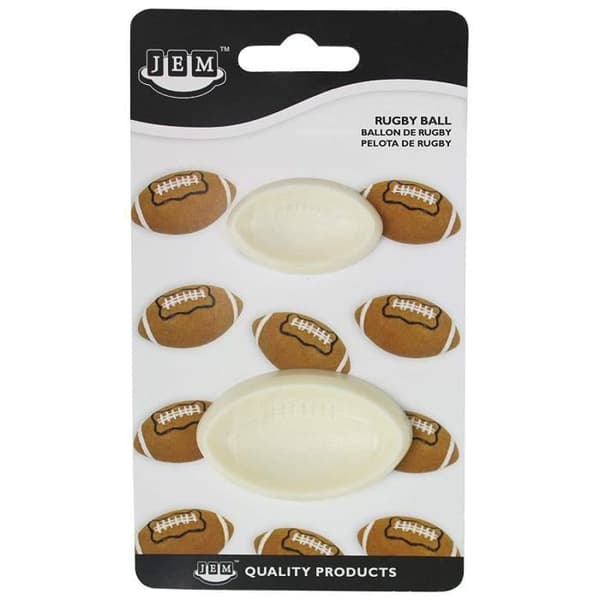 Dekorationsform - JEM - Set om 2 - Rugbybollar - ABS-plast - 6 x 2 x 3,5 cm