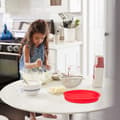 Miniatyrbild 5 av 6: Relaxdays Rund silikonbakform 25 cm med non-stick beläggning, värmebeständig pro paj quiche, röd