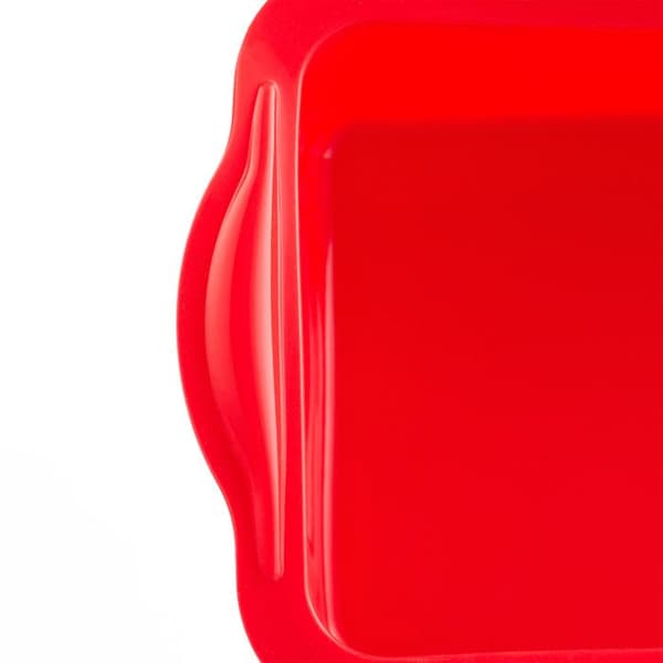 Relaxdays Tårtform rektangulär 28,5 cm, non-stick silikon, professionellt värmebeständig, röd