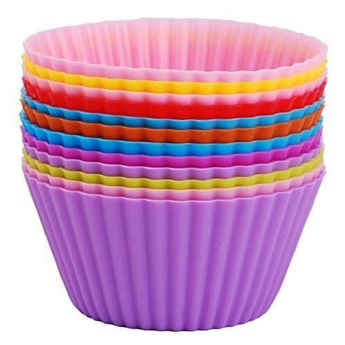 Muffinsformar, LoveChef silikonformar (pack med 12) non-stick för muffins Cupcake, brownies och etc -7 cm diameter (Pink-V
