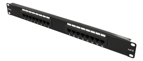 19" patch panel, 16+xRJ45, Cat6, UTP, 10Gbps, 1U