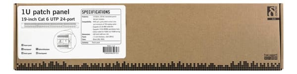 UTP patch panel 24xRJ45 Cat6 krone terminal 1U 19" black
