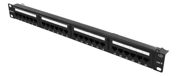 UTP patch panel 24xRJ45 Cat6 krone terminal 1U 19" black Sort
