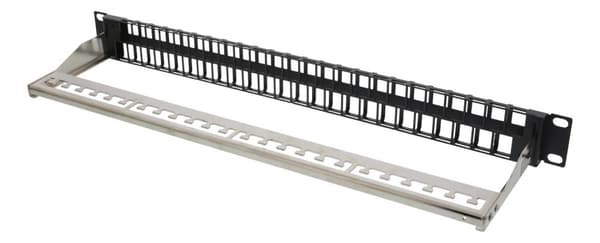 19" Keystone patch panel, 48 ports, 1U, metal, black