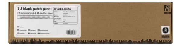 19" Keystone patch panel, 48 ports, 1U, metal, black