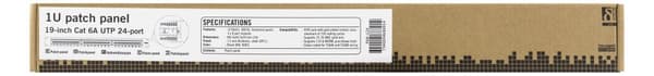 19" patch panel, 24xRJ45, Cat6a, UTP, 10Gbps, black